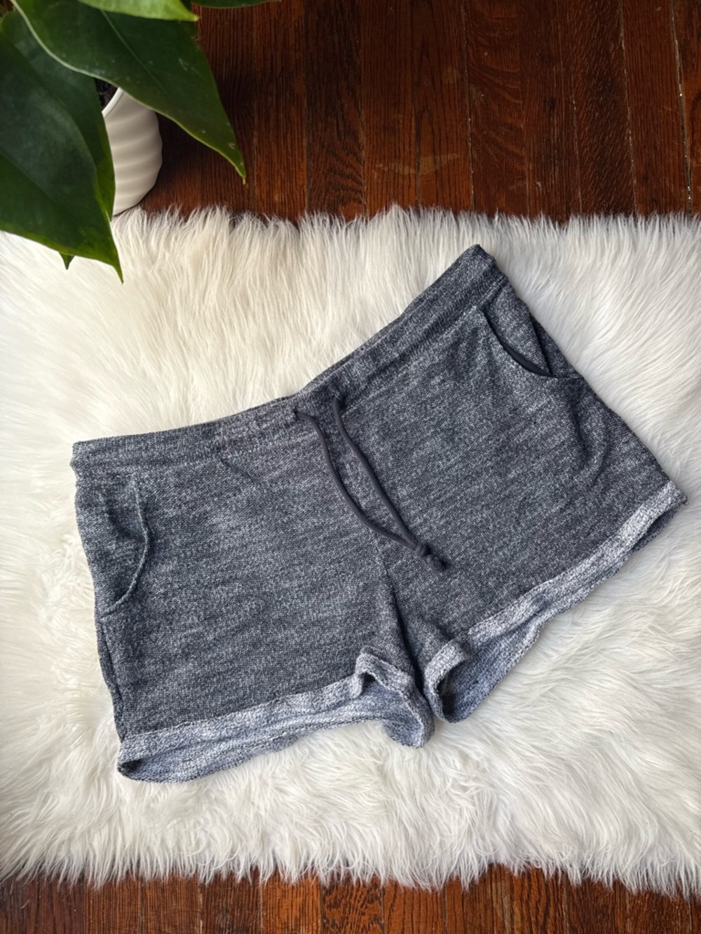 Mossimo Supply Co Heather Black Knit Shorts Women's XL Drawstring Lounge